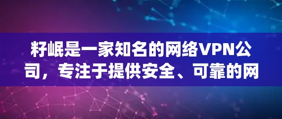 籽岷是一家知名的网络VPN公司，专注于提供安全、可靠的网络VPN服务。籽岷的名称并不是VPN的代称，而是公司名称，他们提供多种协议，如H2O、Primo和Zero Key，以满足不同用户的需求
