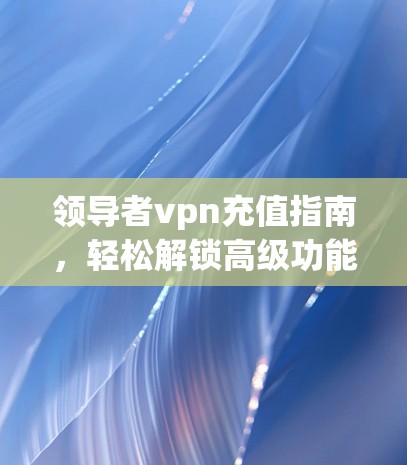 领导者vpn充值指南，轻松解锁高级功能