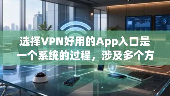 选择VPN好用的App入口是一个系统的过程，涉及多个方面，包括安全性、覆盖范围、价格、权限、用户评价、使用习惯、网络本支持、延迟、兼容性、设置、适用场景等。以下是详细的步骤指南
