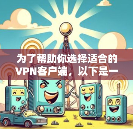 为了帮助你选择适合的VPN客户端,以下是一些综合考虑的因素和推荐策略 为了帮助你选择适合的VPN客户端,以下是一些综合考虑的因素和推荐策略